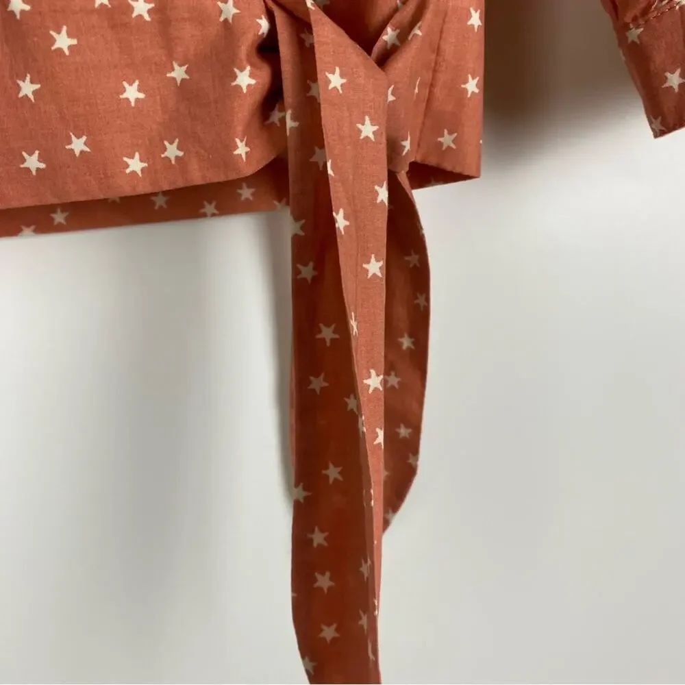 Madewell Star Scatter Wrap Top Coral Orange Womens Size Small